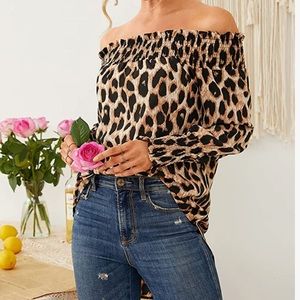 Off The Shoulder Leopard Print Top